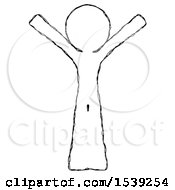 Poster, Art Print Of Sketch Design Mascot Man With Arms Out Joyfully