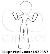 Sketch Design Mascot Woman Shrugging Confused
