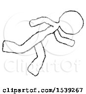 Sketch Design Mascot Woman Running While Falling Down