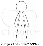 Poster, Art Print Of Sketch Design Mascot Woman Standing Facing Forward