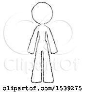 Sketch Design Mascot Woman Standing Facing Forward