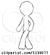 Poster, Art Print Of Sketch Design Mascot Man Man Walking Turned Left Front View