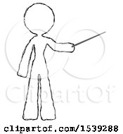 Poster, Art Print Of Sketch Design Mascot Woman Teacher Or Conductor With Stick Or Baton Directing
