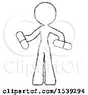 Sketch Design Mascot Woman Red Pill Or Blue Pill Concept