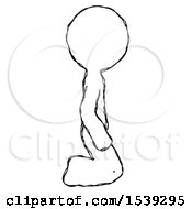 Poster, Art Print Of Sketch Design Mascot Man Kneeling Right
