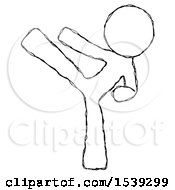 Sketch Design Mascot Man Ninja Kick Left
