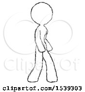 Sketch Design Mascot Woman Turned Right Front View