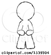 Sketch Design Mascot Man Squatting Facing Front