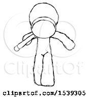 Poster, Art Print Of Sketch Design Mascot Man Looking Down Through Magnifying Glass