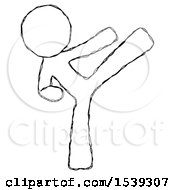 Poster, Art Print Of Sketch Design Mascot Man Ninja Kick Right