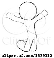 Poster, Art Print Of Sketch Design Mascot Man Jumping Or Kneeling With Gladness