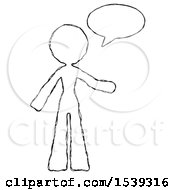 Sketch Design Mascot Woman With Word Bubble Talking Chat Icon