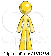 Yellow Design Mascot Woman Standing Facing Forward