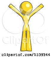 Yellow Design Mascot Woman With Arms Out Joyfully
