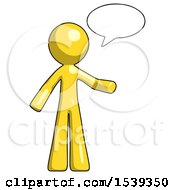 Poster, Art Print Of Yellow Design Mascot Man With Word Bubble Talking Chat Icon