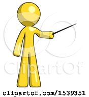Poster, Art Print Of Yellow Design Mascot Man Teacher Or Conductor With Stick Or Baton Directing