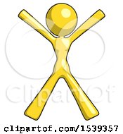 Yellow Design Mascot Woman Jumping Or Flailing