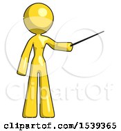 Poster, Art Print Of Yellow Design Mascot Woman Teacher Or Conductor With Stick Or Baton Directing