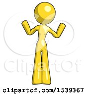 Yellow Design Mascot Woman Shrugging Confused