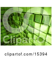 Green Abstract Background With Cubes Some Pushed Back Some Sticking Outwards Clipart Illustration Image