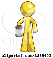 Yellow Design Mascot Man Begger Holding Can Begging Or Asking For Charity