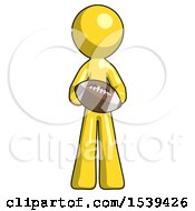 Poster, Art Print Of Yellow Design Mascot Man Giving Football To You