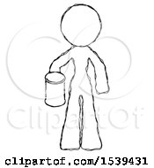 Poster, Art Print Of Sketch Design Mascot Woman Begger Holding Can Begging Or Asking For Charity