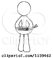 Poster, Art Print Of Sketch Design Mascot Woman Serving Or Presenting Noodles