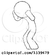 Sketch Design Mascot Man With Headache Or Covering Ears Turned To His Left