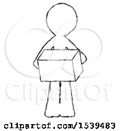 Poster, Art Print Of Sketch Design Mascot Man Holding Box Sent Or Arriving In Mail