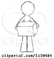 Poster, Art Print Of Sketch Design Mascot Woman Holding Box Sent Or Arriving In Mail