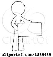 Sketch Design Mascot Man Presenting Large Envelope