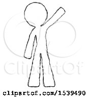 Poster, Art Print Of Sketch Design Mascot Man Waving Emphatically With Left Arm