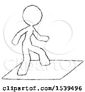 Sketch Design Mascot Woman On Postage Envelope Surfing