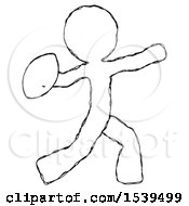 Sketch Design Mascot Man Throwing Football