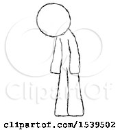 Poster, Art Print Of Sketch Design Mascot Man Depressed With Head Down Turned Left