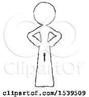Sketch Design Mascot Woman Hands On Hips