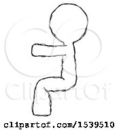 Sketch Design Mascot Man Sitting Or Driving Position