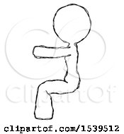 Sketch Design Mascot Woman In Sitting Or Driving Position
