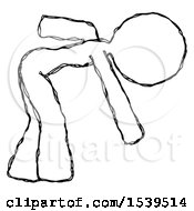 Sketch Design Mascot Woman Bent Over Picking Something Up