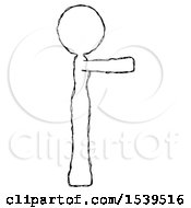 Sketch Design Mascot Woman Pointing Right