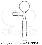 Sketch Design Mascot Woman Pointing Left