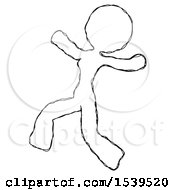Sketch Design Mascot Woman Running Away In Hysterical Panic Direction Left