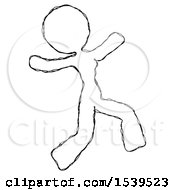 Sketch Design Mascot Woman Running Away In Hysterical Panic Direction Right