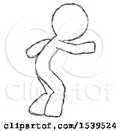Sketch Design Mascot Man Sneaking While Reaching For Something