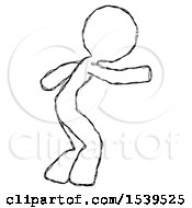 Sketch Design Mascot Woman Sneaking While Reaching For Something