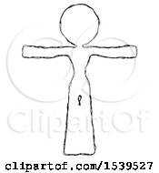 Sketch Design Mascot Woman T Pose Arms Up Standing