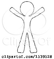 Poster, Art Print Of Sketch Design Mascot Man Surprise Pose Arms And Legs Out