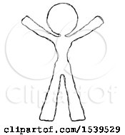 Sketch Design Mascot Woman Surprise Pose Arms And Legs Out