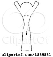 Poster, Art Print Of Sketch Design Mascot Woman Hands Up
